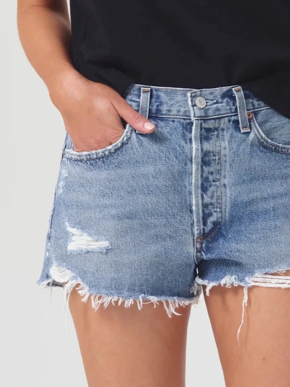 NWT AGOLDE Parker Vintage Cut Off Denim Shorts in Grudge Size 26